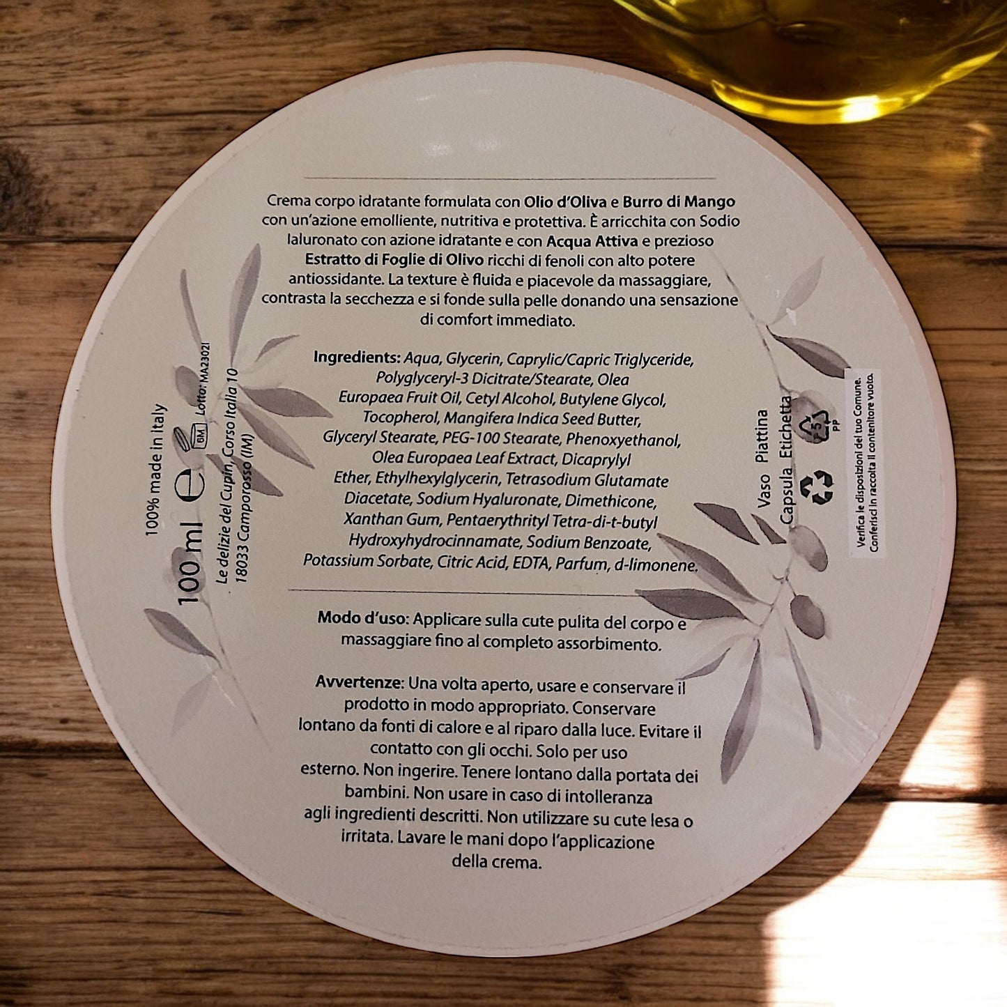 Body Cream with Olive Leaf Extract
